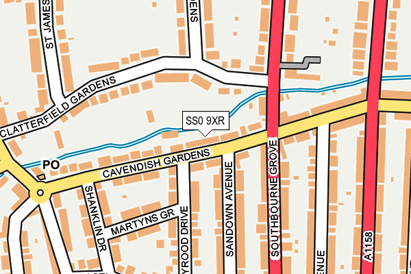 SS0 9XR map - OS OpenMap – Local (Ordnance Survey)