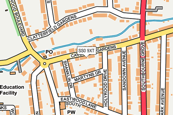 SS0 9XT map - OS OpenMap – Local (Ordnance Survey)