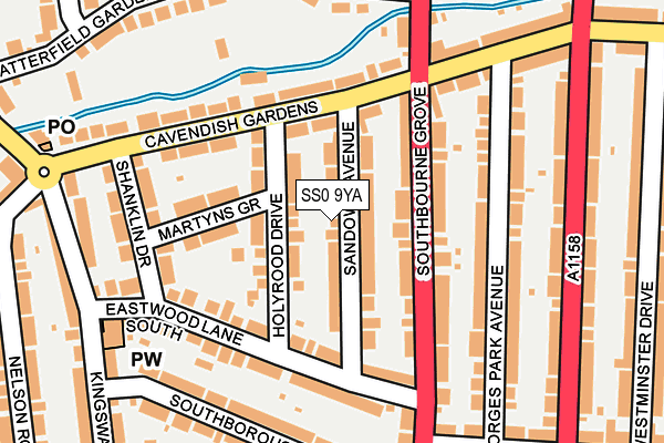 SS0 9YA map - OS OpenMap – Local (Ordnance Survey)