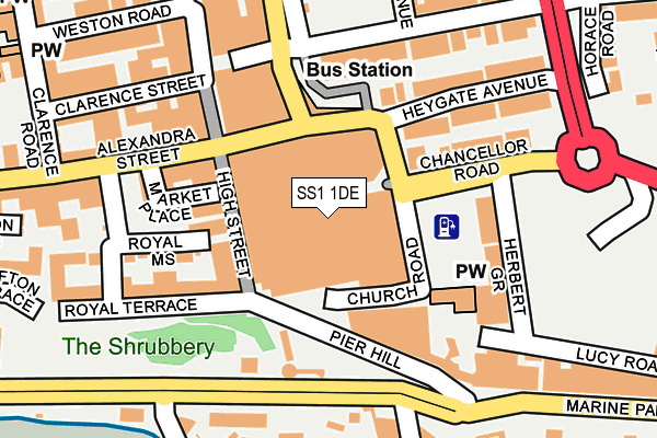 SS1 1DE map - OS OpenMap – Local (Ordnance Survey)