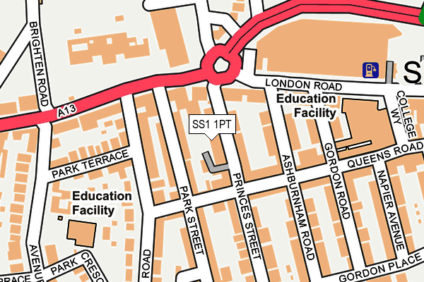 SS1 1PT map - OS OpenMap – Local (Ordnance Survey)