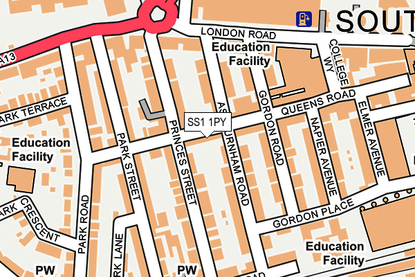 SS1 1PY map - OS OpenMap – Local (Ordnance Survey)