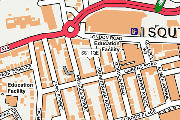 SS1 1QE map - OS OpenMap – Local (Ordnance Survey)