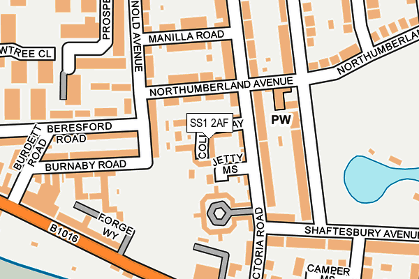 SS1 2AF map - OS OpenMap – Local (Ordnance Survey)