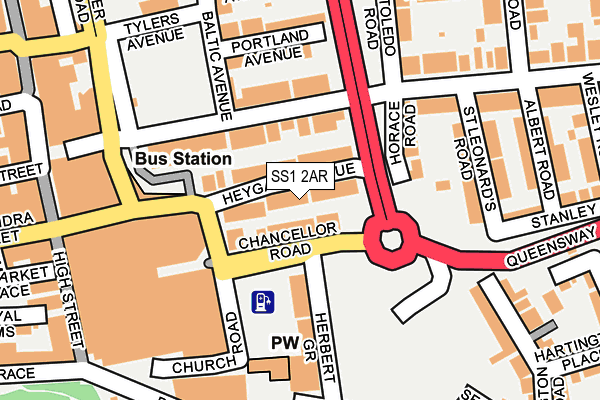 SS1 2AR map - OS OpenMap – Local (Ordnance Survey)