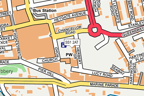 SS1 2AT map - OS OpenMap – Local (Ordnance Survey)