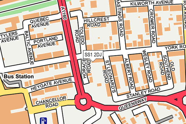 SS1 2DJ map - OS OpenMap – Local (Ordnance Survey)