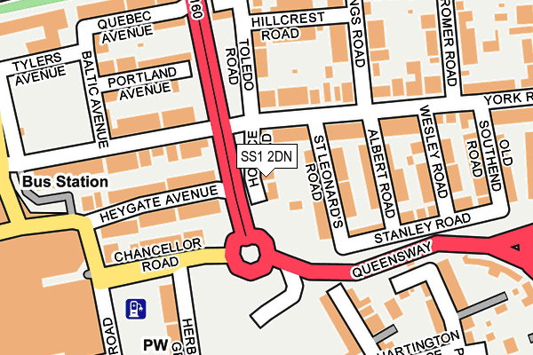 SS1 2DN map - OS OpenMap – Local (Ordnance Survey)
