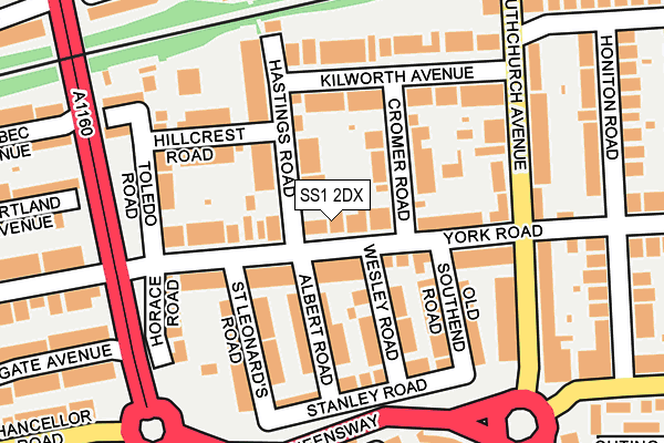 SS1 2DX map - OS OpenMap – Local (Ordnance Survey)