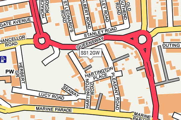 SS1 2GW map - OS OpenMap – Local (Ordnance Survey)