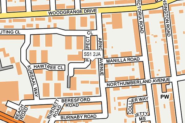 SS1 2JA map - OS OpenMap – Local (Ordnance Survey)