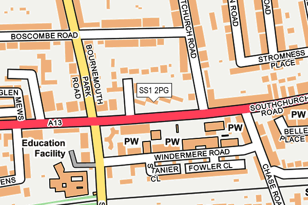 SS1 2PG map - OS OpenMap – Local (Ordnance Survey)