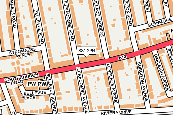 SS1 2PN map - OS OpenMap – Local (Ordnance Survey)