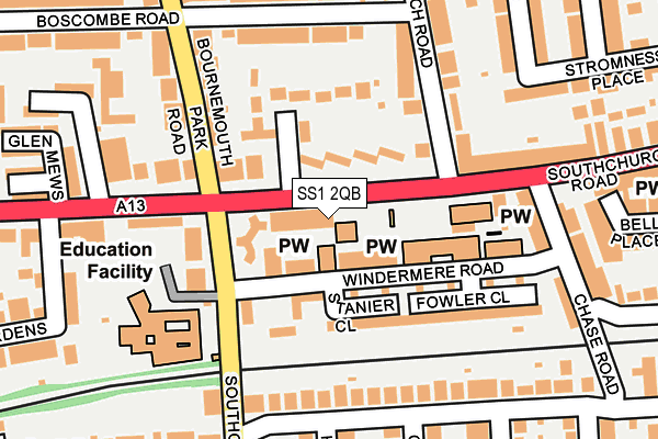 SS1 2QB map - OS OpenMap – Local (Ordnance Survey)