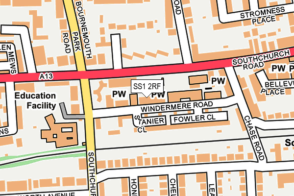SS1 2RF map - OS OpenMap – Local (Ordnance Survey)