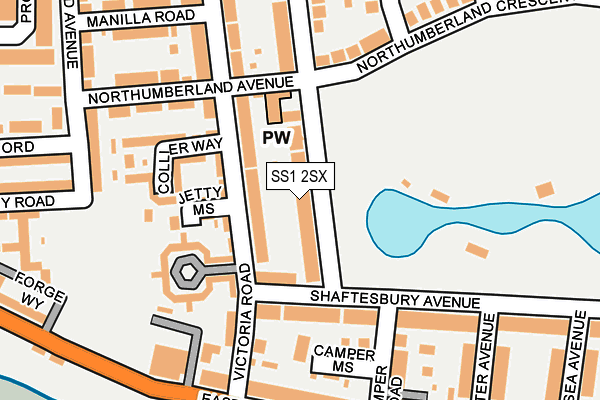 SS1 2SX map - OS OpenMap – Local (Ordnance Survey)