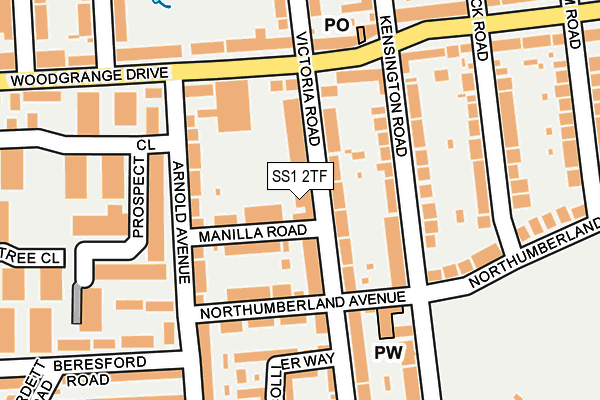 SS1 2TF map - OS OpenMap – Local (Ordnance Survey)