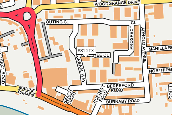 SS1 2TX map - OS OpenMap – Local (Ordnance Survey)
