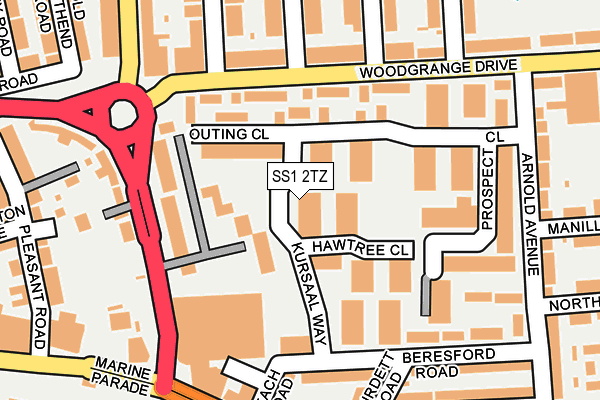 SS1 2TZ map - OS OpenMap – Local (Ordnance Survey)