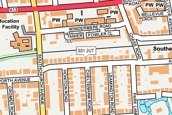 SS1 2UT map - OS OpenMap – Local (Ordnance Survey)