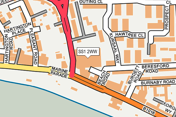 SS1 2WW map - OS OpenMap – Local (Ordnance Survey)