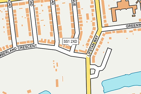SS1 2XD map - OS OpenMap – Local (Ordnance Survey)