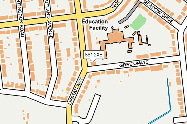 SS1 2XE map - OS OpenMap – Local (Ordnance Survey)