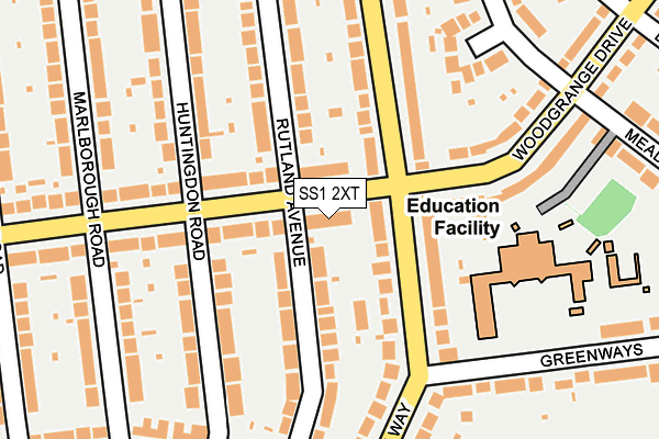 SS1 2XT map - OS OpenMap – Local (Ordnance Survey)
