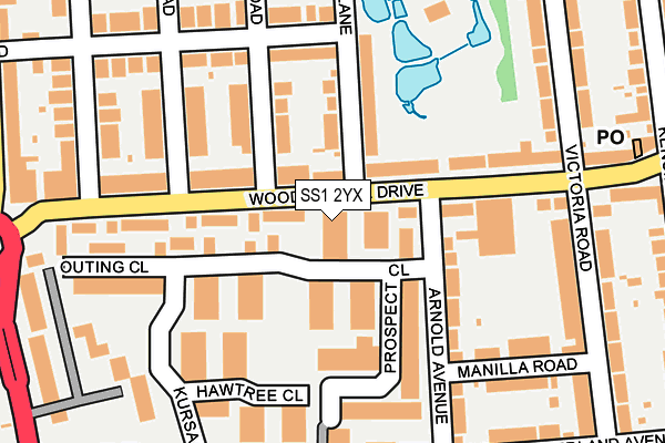 SS1 2YX map - OS OpenMap – Local (Ordnance Survey)