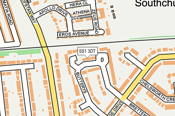 SS1 3DT map - OS OpenMap – Local (Ordnance Survey)