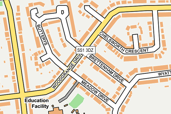 SS1 3DZ map - OS OpenMap – Local (Ordnance Survey)
