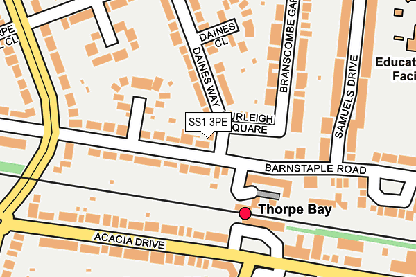 SS1 3PE map - OS OpenMap – Local (Ordnance Survey)