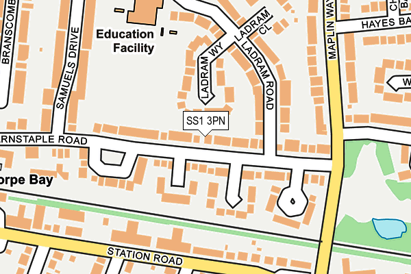 SS1 3PN map - OS OpenMap – Local (Ordnance Survey)