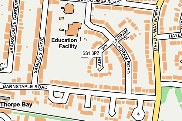 SS1 3PZ map - OS OpenMap – Local (Ordnance Survey)
