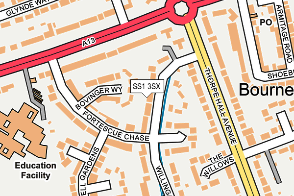 SS1 3SX map - OS OpenMap – Local (Ordnance Survey)
