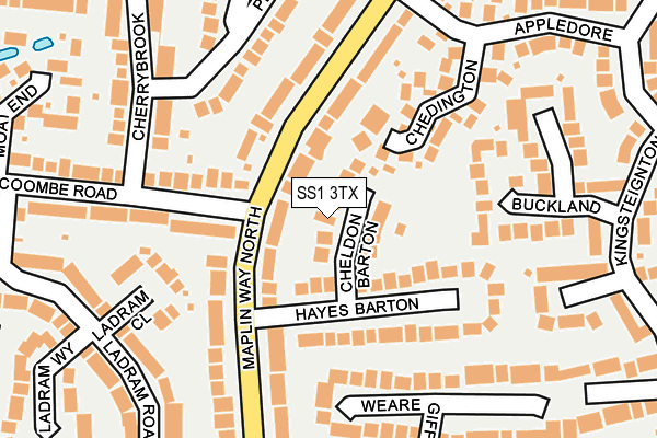 SS1 3TX map - OS OpenMap – Local (Ordnance Survey)