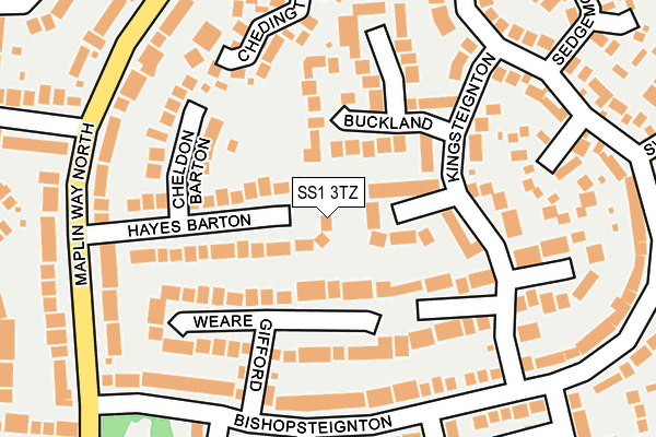 SS1 3TZ map - OS OpenMap – Local (Ordnance Survey)