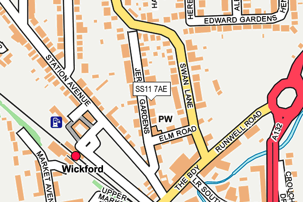 SS11 7AE map - OS OpenMap – Local (Ordnance Survey)