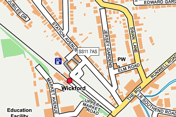 SS11 7AS map - OS OpenMap – Local (Ordnance Survey)