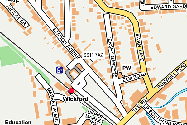 SS11 7AZ map - OS OpenMap – Local (Ordnance Survey)