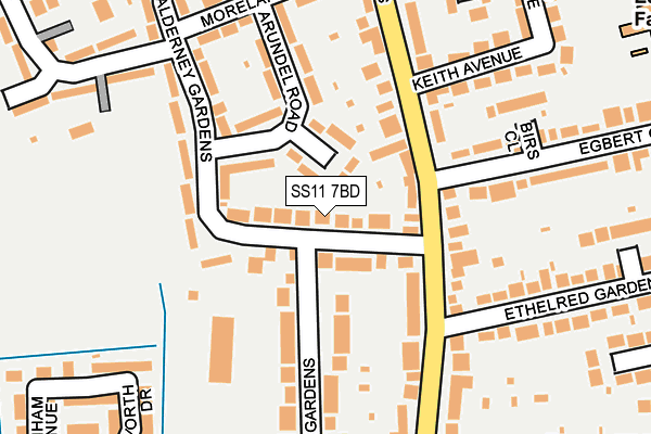 SS11 7BD map - OS OpenMap – Local (Ordnance Survey)