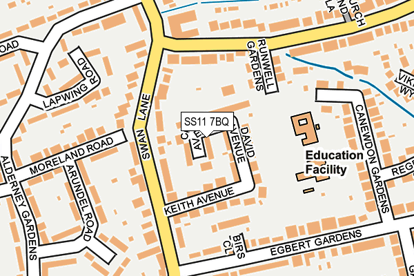SS11 7BQ map - OS OpenMap – Local (Ordnance Survey)