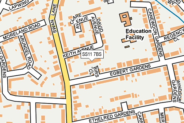 SS11 7BS map - OS OpenMap – Local (Ordnance Survey)