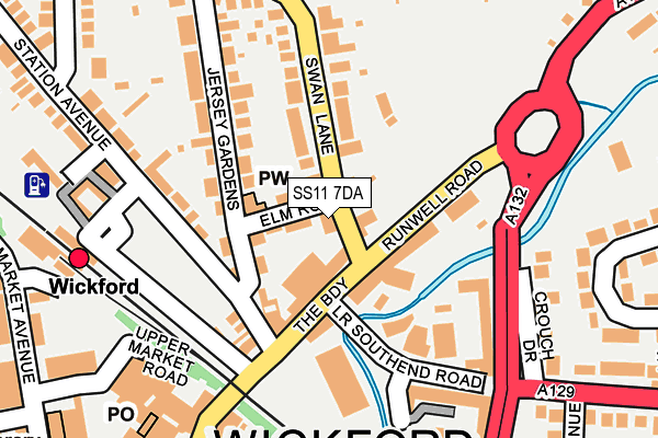 SS11 7DA map - OS OpenMap – Local (Ordnance Survey)