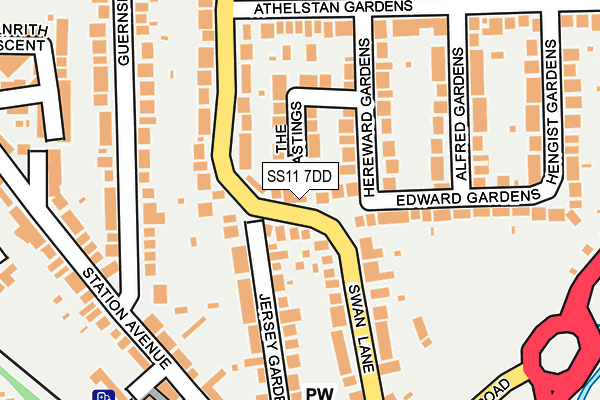 SS11 7DD map - OS OpenMap – Local (Ordnance Survey)