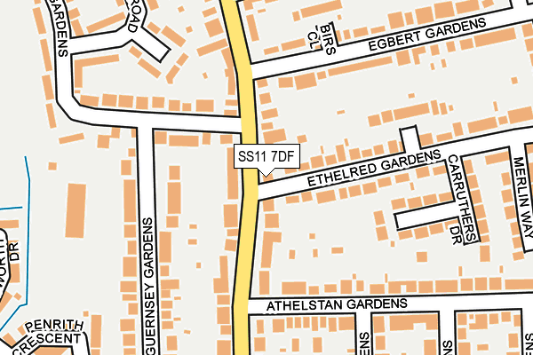 SS11 7DF map - OS OpenMap – Local (Ordnance Survey)