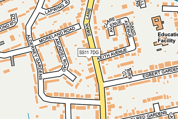 SS11 7DG map - OS OpenMap – Local (Ordnance Survey)