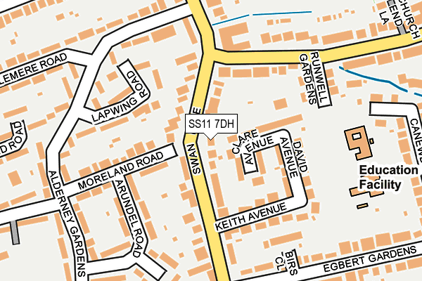 SS11 7DH map - OS OpenMap – Local (Ordnance Survey)