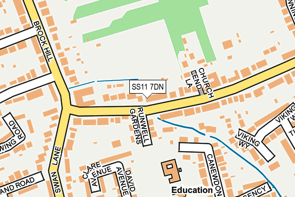 SS11 7DN map - OS OpenMap – Local (Ordnance Survey)