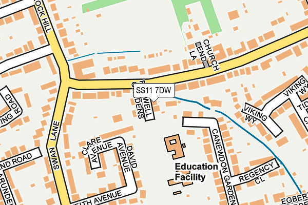SS11 7DW map - OS OpenMap – Local (Ordnance Survey)